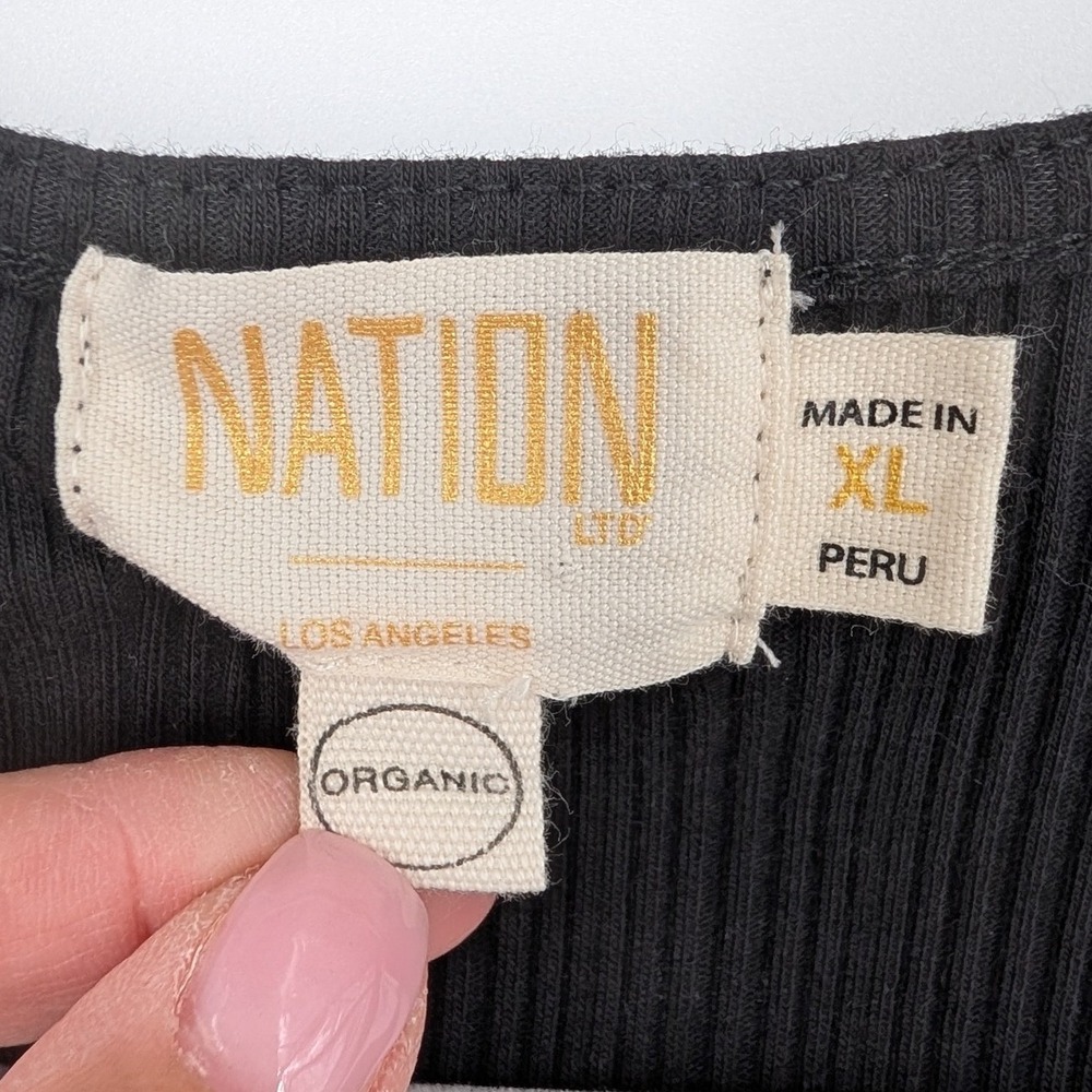 Nation LTD Leticia Ribbed Tank XL Black Organic Pima Cotton‎ Minimalist Capsule - Picture 4 of 9
